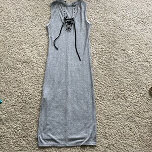 Gray sweater dress, size XS with lace up front